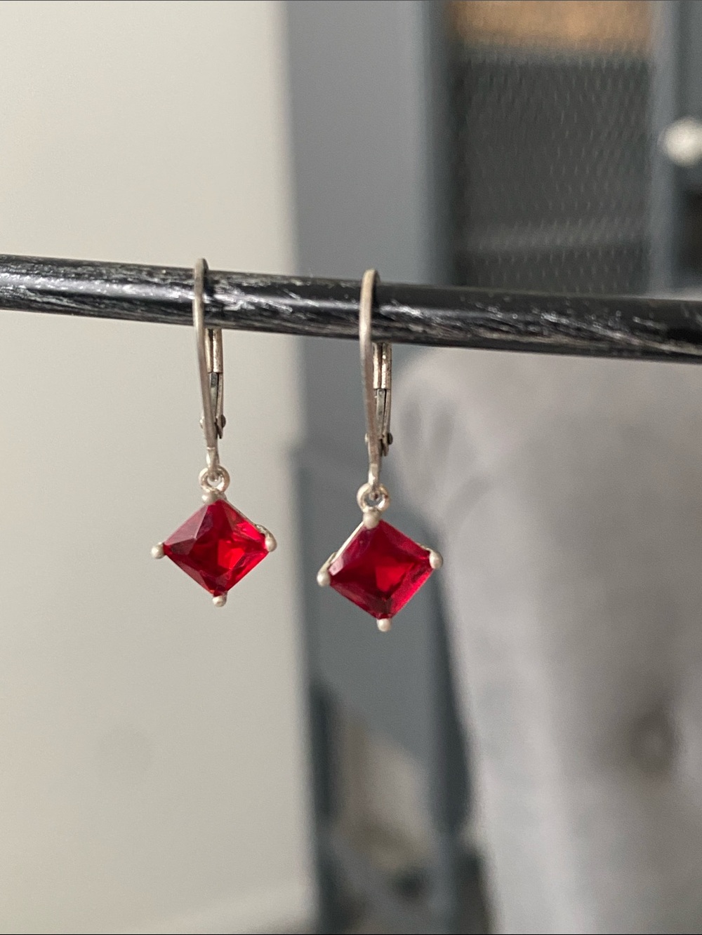 1/2 Carat Ruby Red Princess Cut 925 Sterling Silver Lever-Back Earrings